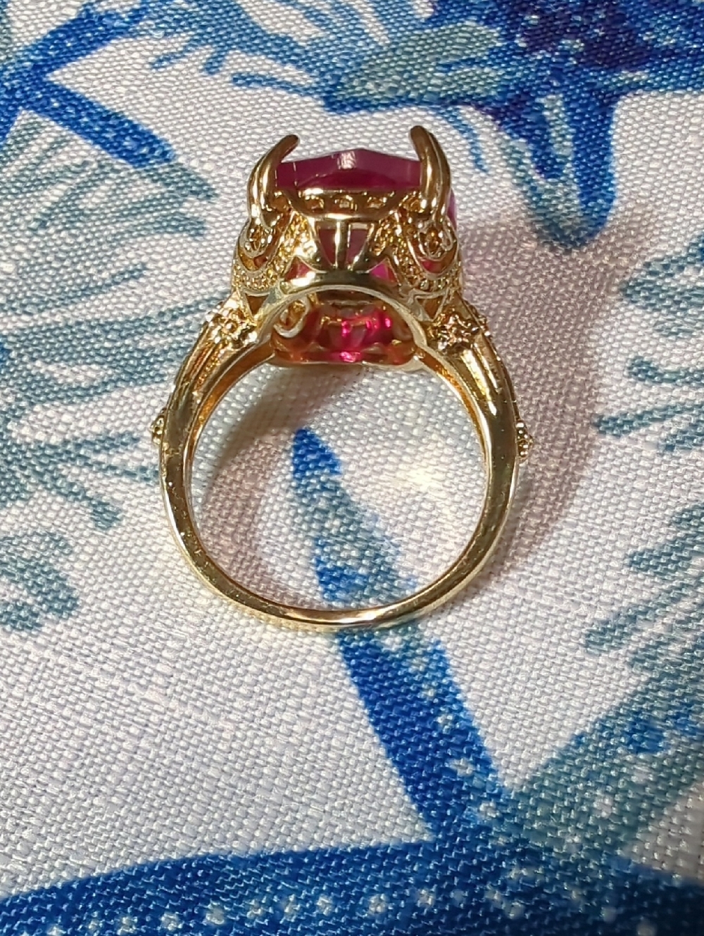Pink Topaz Ring In Gold NWT Size 8 - Picture 7 of 10
